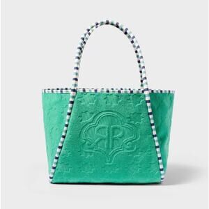 Star Geo Large Terry Beach Tote Bag Green - Roller Rabbit